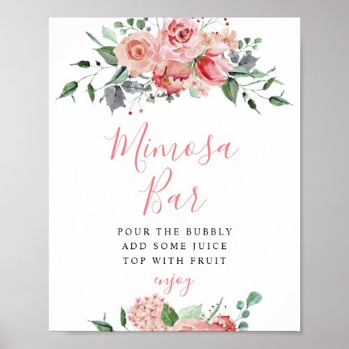 Mimosa Bar Sign Elegant Wedding Dusty Rose Blush 