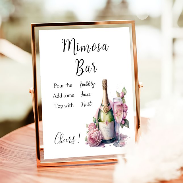 Mimosa Bar Sign Floral Champagne Bridal Shower (Creator Uploaded)