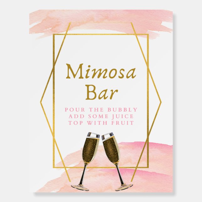 Mimosa bar sign pink and gold (Front)