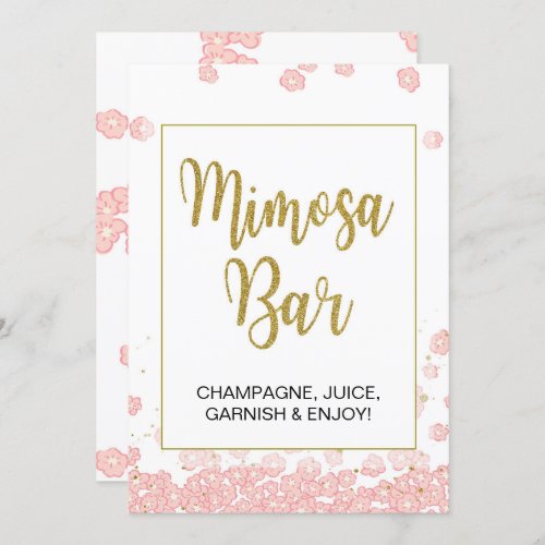 Mimosa Bar Sign  Pink and Gold Bridal Shower Invitation