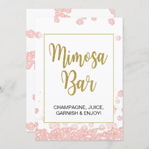 Mimosa Bar Sign   Pink and Gold Bridal Shower Invitation