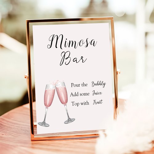 Mimosa Bar Sign Pink Champagne Bridal Shower