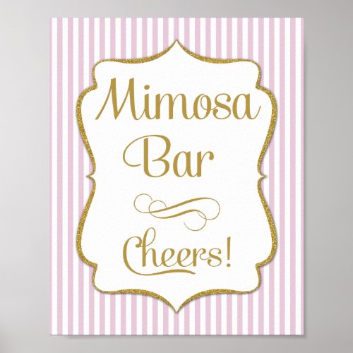 Mimosa Bar Sign Pink Gold Stripe