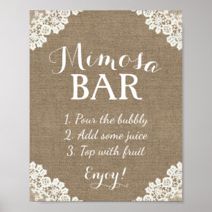 Mimosa Bar Sign Vintage Burlap & Lace