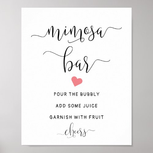 Mimosa bar sign wedding bubbly bar poster