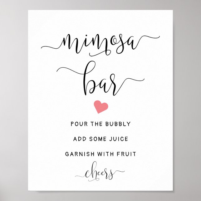 Mimosa bar sign, wedding bubbly bar poster (Front)