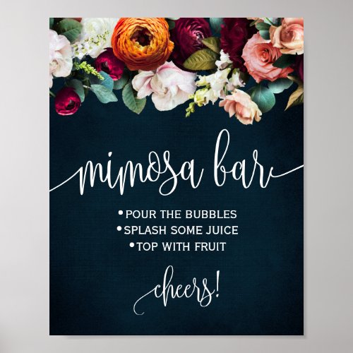 Mimosa Bar Sign Wine Navy Bridal Wedding Shower