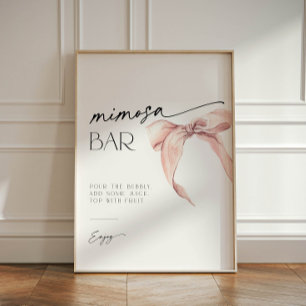 Mimosa Bar Sign with blush pink bow Bridal Shower
