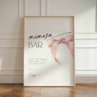 Mimosa Bar Sign with blush pink bow Bridal Shower