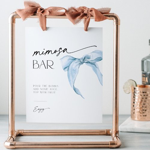 Mimosa Bar Sign with dusty blue bow Bridal Shower