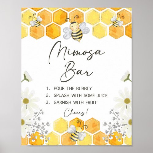 Mimosa Bar Sign Yellow Honey Bee Shower Sign