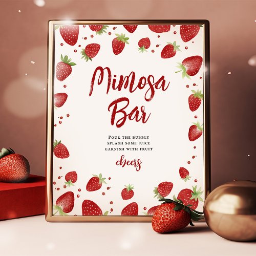 Mimosa Bar Strawberries Baby Shower Sign