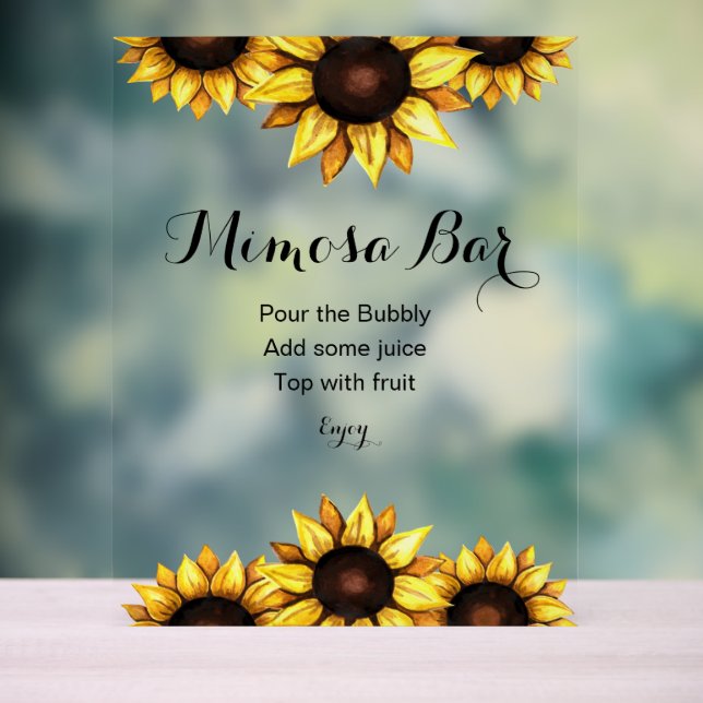 Mimosa Bar Sunflower Wedding  Acrylic Sign (Neutral)