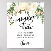 MIMOSA BAR Watercolor Floral Pink Cream Sign (Front)