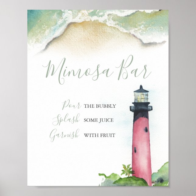 Mimosa Bar Watercolor Lighthouse Poster (Front)
