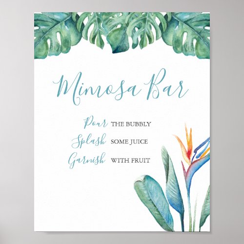 Mimosa Bar Watercolor Tropical Floral Poster