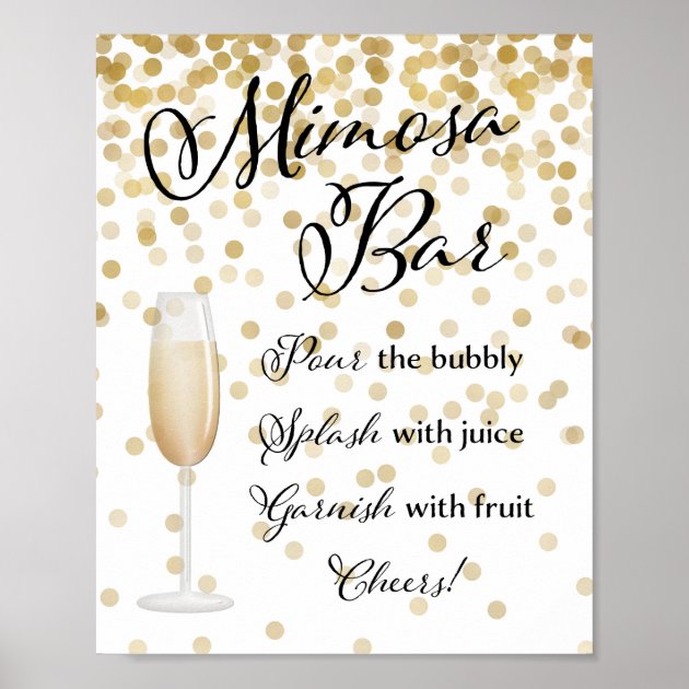 Mimosa Bar Wedding Sign Gold Poster