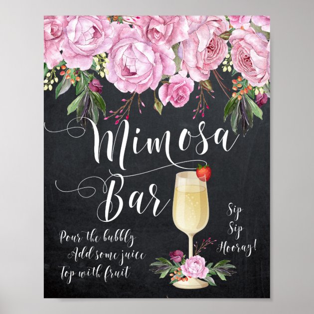 Mimosa Bar Wedding Sign Lilac Floral Poster