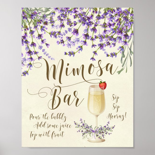 Mimosa Bar Wedding Sign Lilac purple lavender (Front)