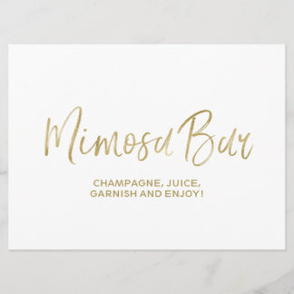 "Mimosa Bar" Wedding Sign | Stylish Golden Invitation