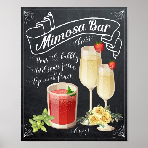 Mimosa Bar Wedding Sign yellow roses BBQ