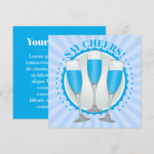 Mimosa Blue Champagne Glasses Invite Card