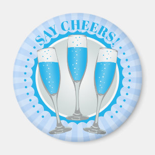 Mimosa Blue Champagne Glasses Magnet