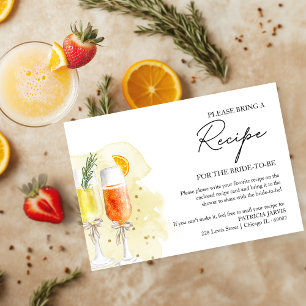 Mimosa Bridal Shower Recipe Request Invitation