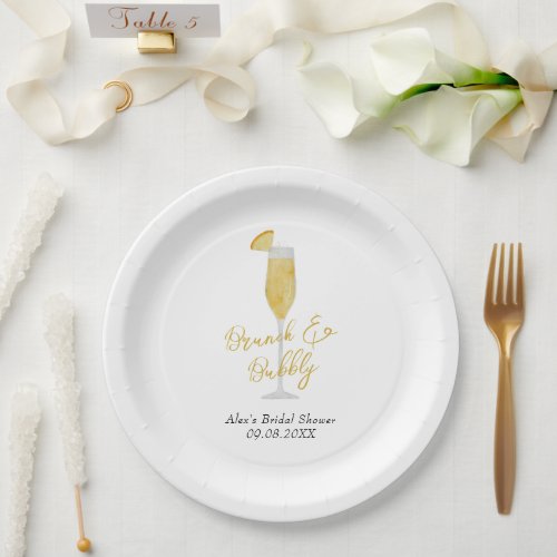 Mimosa Brunch and Bubbly Bridal Shower Paper Plates
