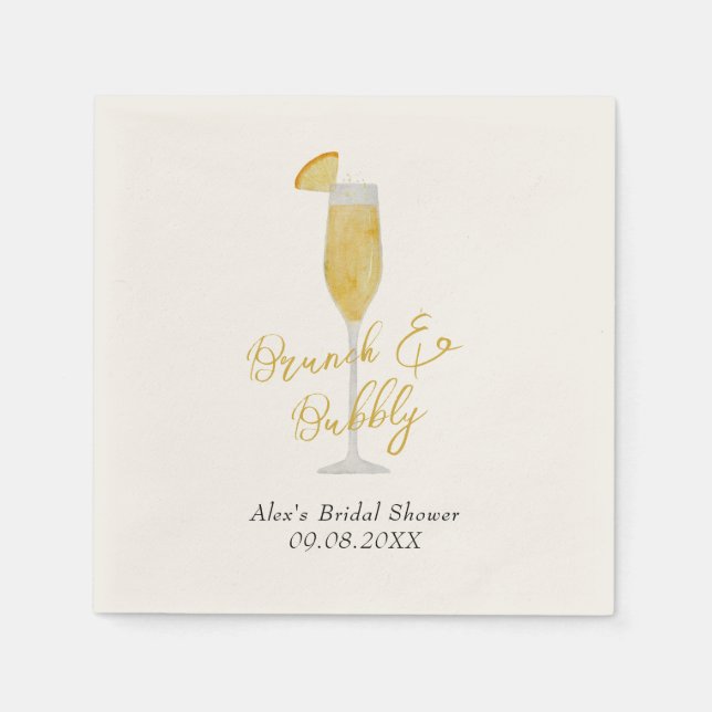 Mimosa Brunch Cocktail Glass Bridal Shower Napkins (Front)
