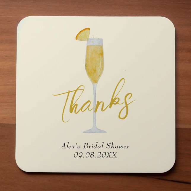 Mimosa Brunch Cocktail Glass Bridal Shower Square Sticker (Creator Uploaded)