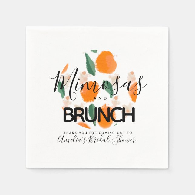 Mimosa Brunch Hand Drawn  Bridal Shower    Napkins (Front)