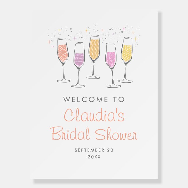 Mimosa Champagne Bellini Peach Bridal Shower Foam Board (Front)