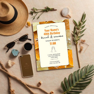 Mimosa Citrus Birthday Brunch Invitation
