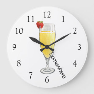 Mimosa Cocktail 5 O'Clock Somewhere  Large Clock