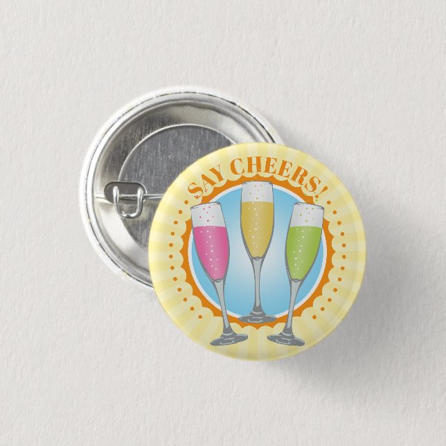 Mimosa Colorful Champagne Glasses Button (Front & Back)