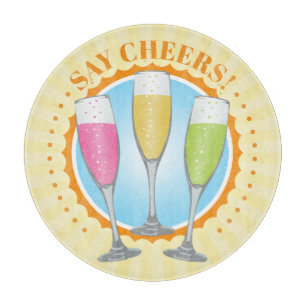 Mimosa Colorful Champagne Glasses Cutting Board