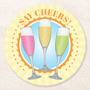 Mimosa Colorful Champagne Glasses Paper Coaster