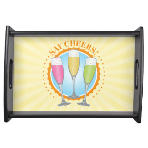 Mimosa Colorful Champagne Glasses Serving Tray