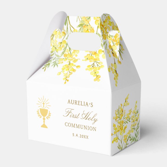 Mimosa First Communion Gable Favor Boxes (Front Side)