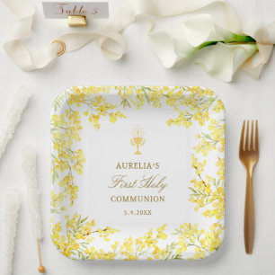 Mimosa First Communion Paper Plates