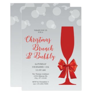 Mimosa Glass Christma Brunch and Bubbly Invitation