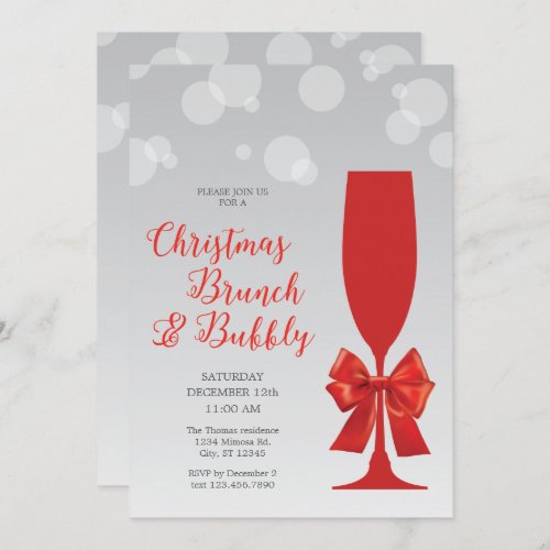 Mimosa Glass Christma Brunch and Bubbly Invitation