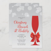 Gold Streamers & Champagne Christmas Invitation