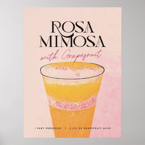 Mimosa Homebar A Pink Retro Cocktail Poster