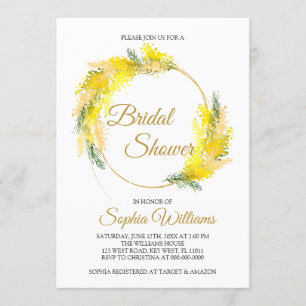 Mimosa Lush Flowers Bridal Shower Invitation