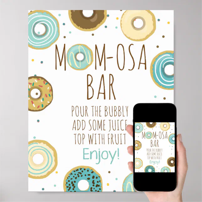 Mimosa Mom-osa Bar Donut Baby Shower Table Sign | Zazzle