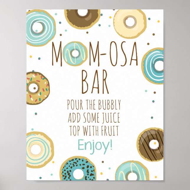 Mimosa Mom-osa Bar Donut Baby Shower Table Sign (Front)
