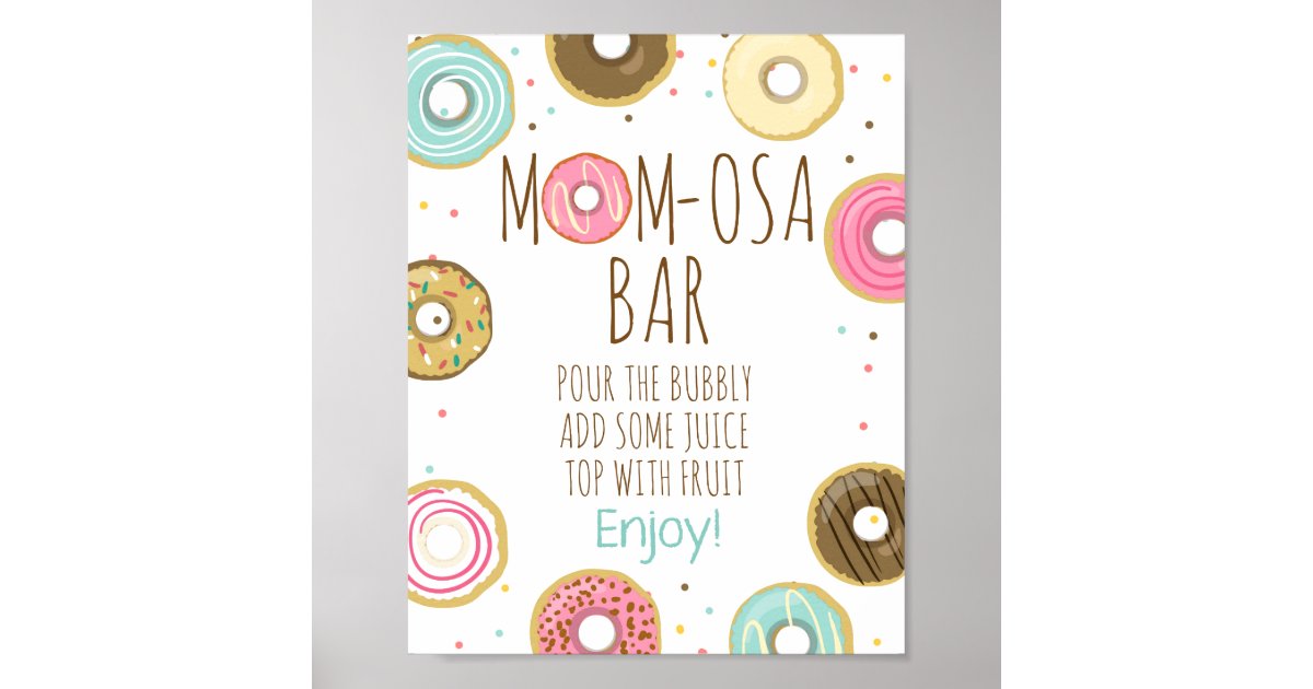 Mimosa Mom-osa Bar Donut Baby Shower Table Sign | Zazzle.com