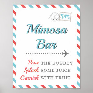 Mimosa Mom-osa Bar Drink Travel Airplane Party Poster